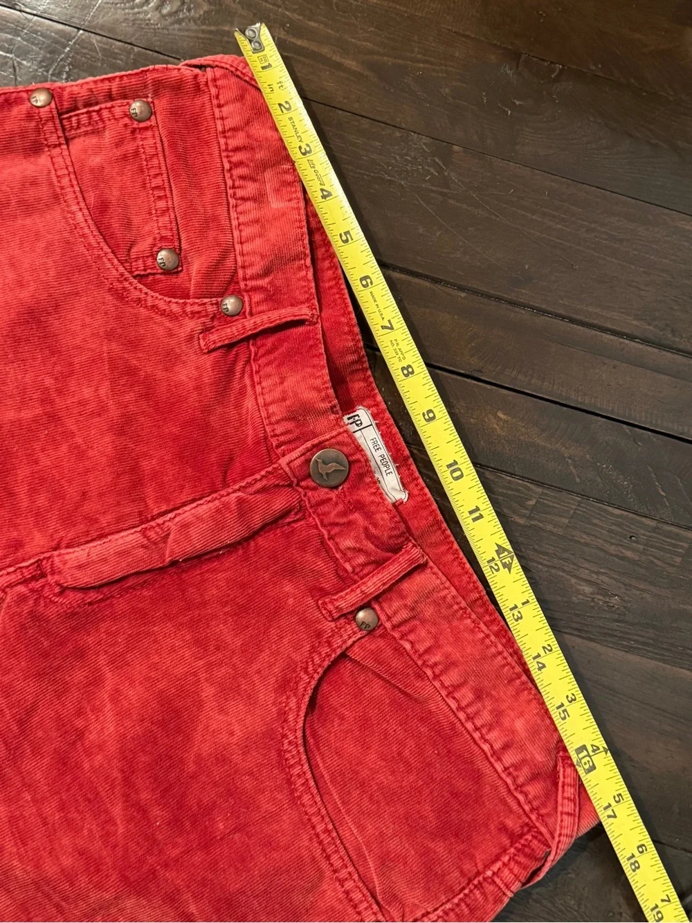 Free People Red Frayed Hem Shorts